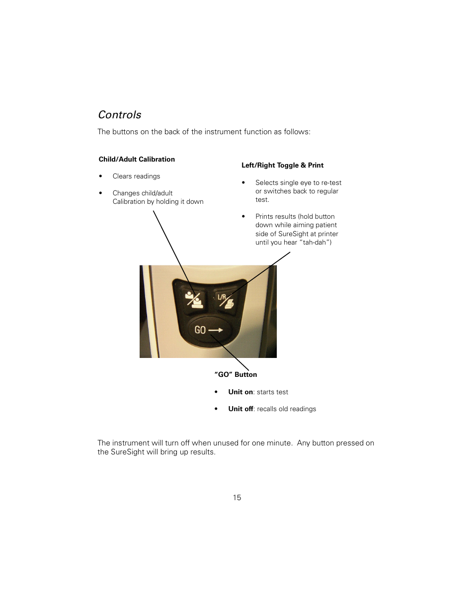 Controls | Welch Allyn SureSight Autorefractor - User Manual User Manual | Page 19 / 36