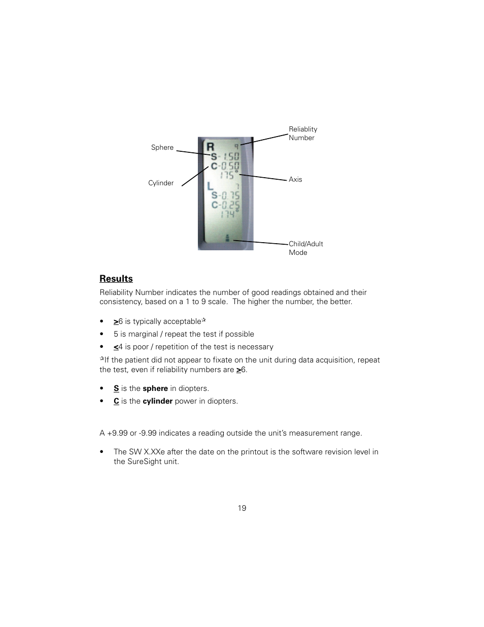 Results | Welch Allyn SureSight Autorefractor - User Manual User Manual | Page 23 / 36