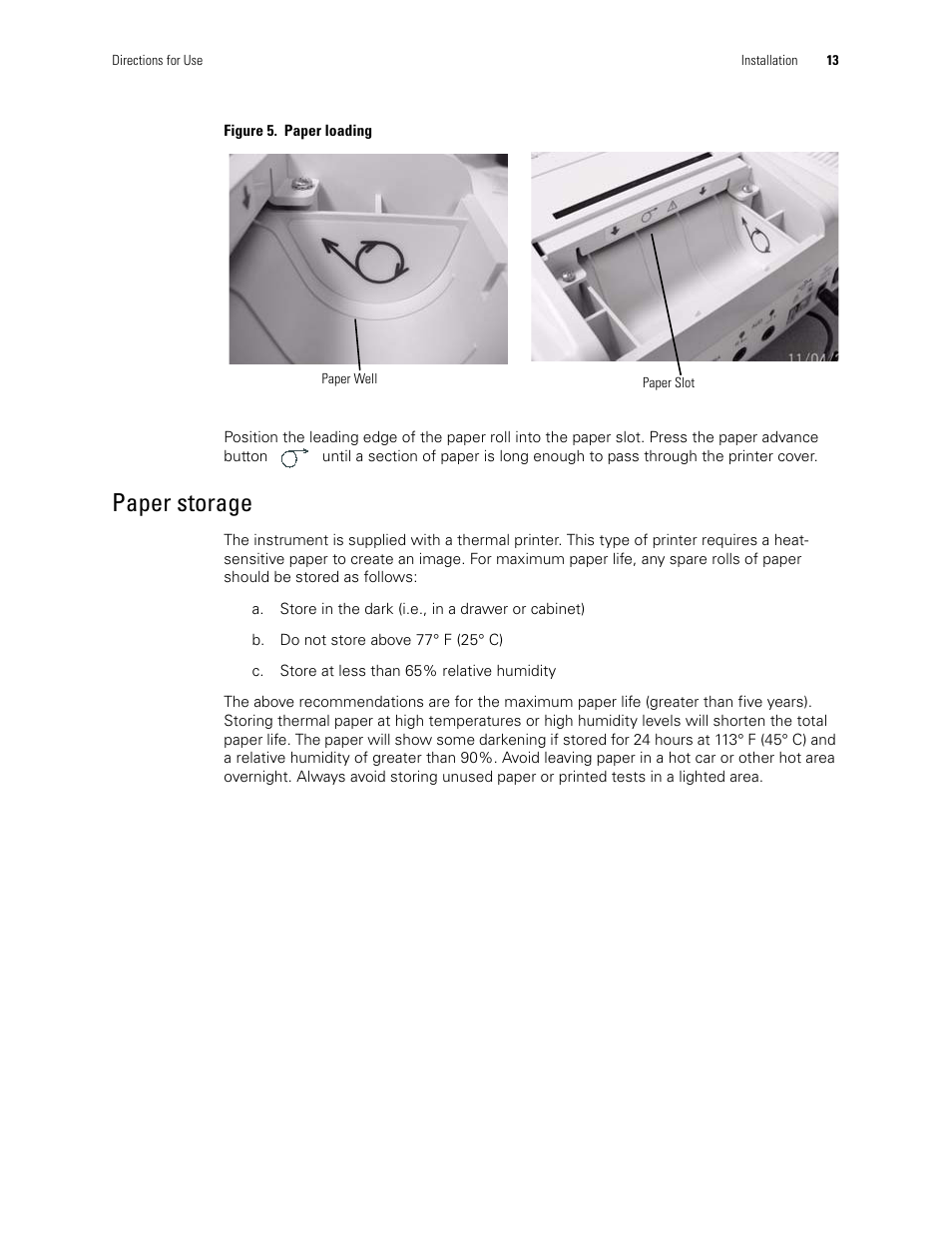Paper storage | Welch Allyn TM286 Auto Tymp - User Manual User Manual | Page 17 / 72