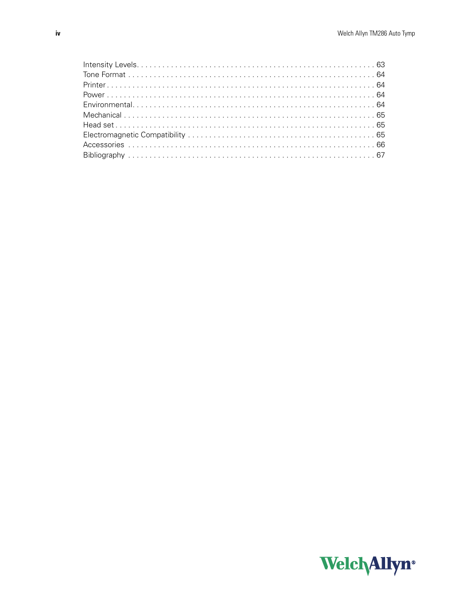 Welch Allyn TM286 Auto Tymp - User Manual User Manual | Page 4 / 72