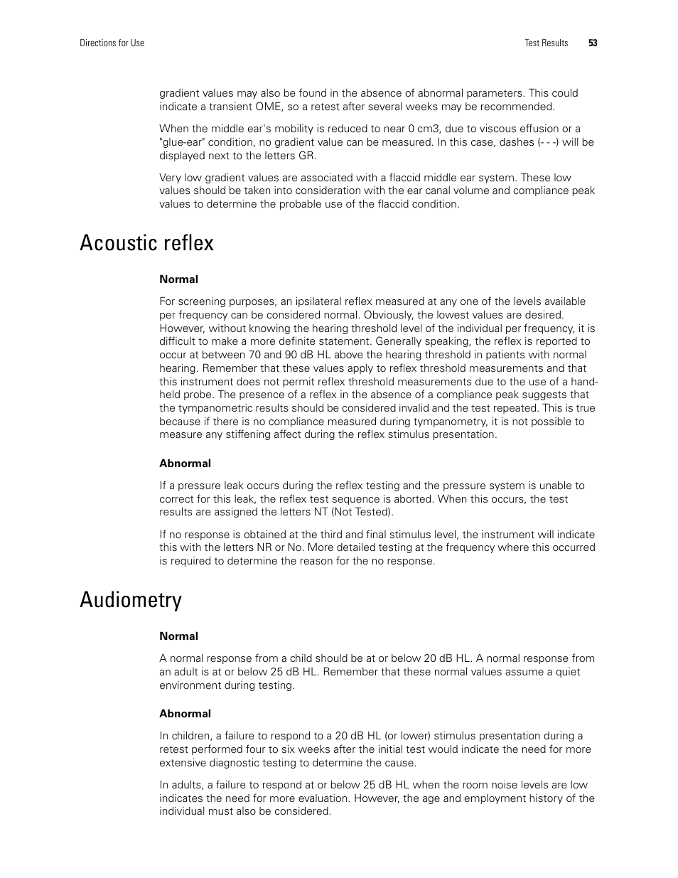Acoustic reflex, Audiometry, Acoustic reflex audiometry | Welch Allyn TM286 Auto Tymp - User Manual User Manual | Page 57 / 72