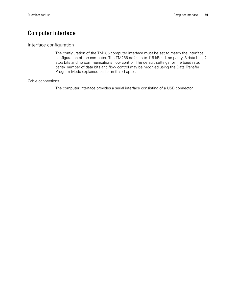 Computer interface | Welch Allyn TM286 Auto Tymp - User Manual User Manual | Page 63 / 72
