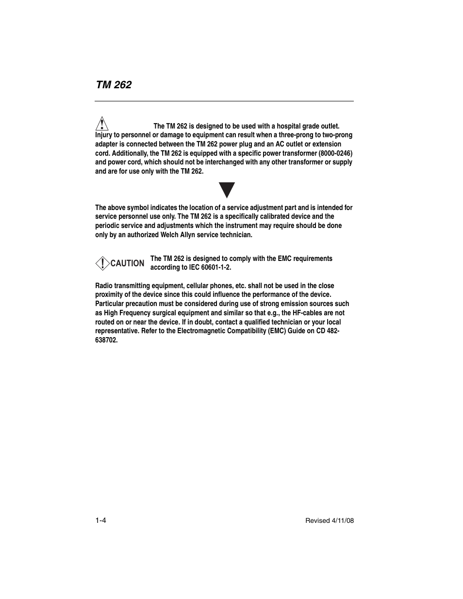 Tm 262 | Welch Allyn TM 262 Auto Tymp - User Manual User Manual | Page 12 / 92