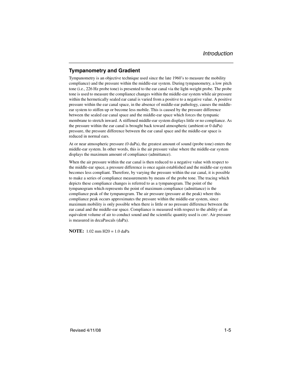 Tympanometry and gradient, Tympanometry and gradient -5, Introduction | Welch Allyn TM 262 Auto Tymp - User Manual User Manual | Page 13 / 92
