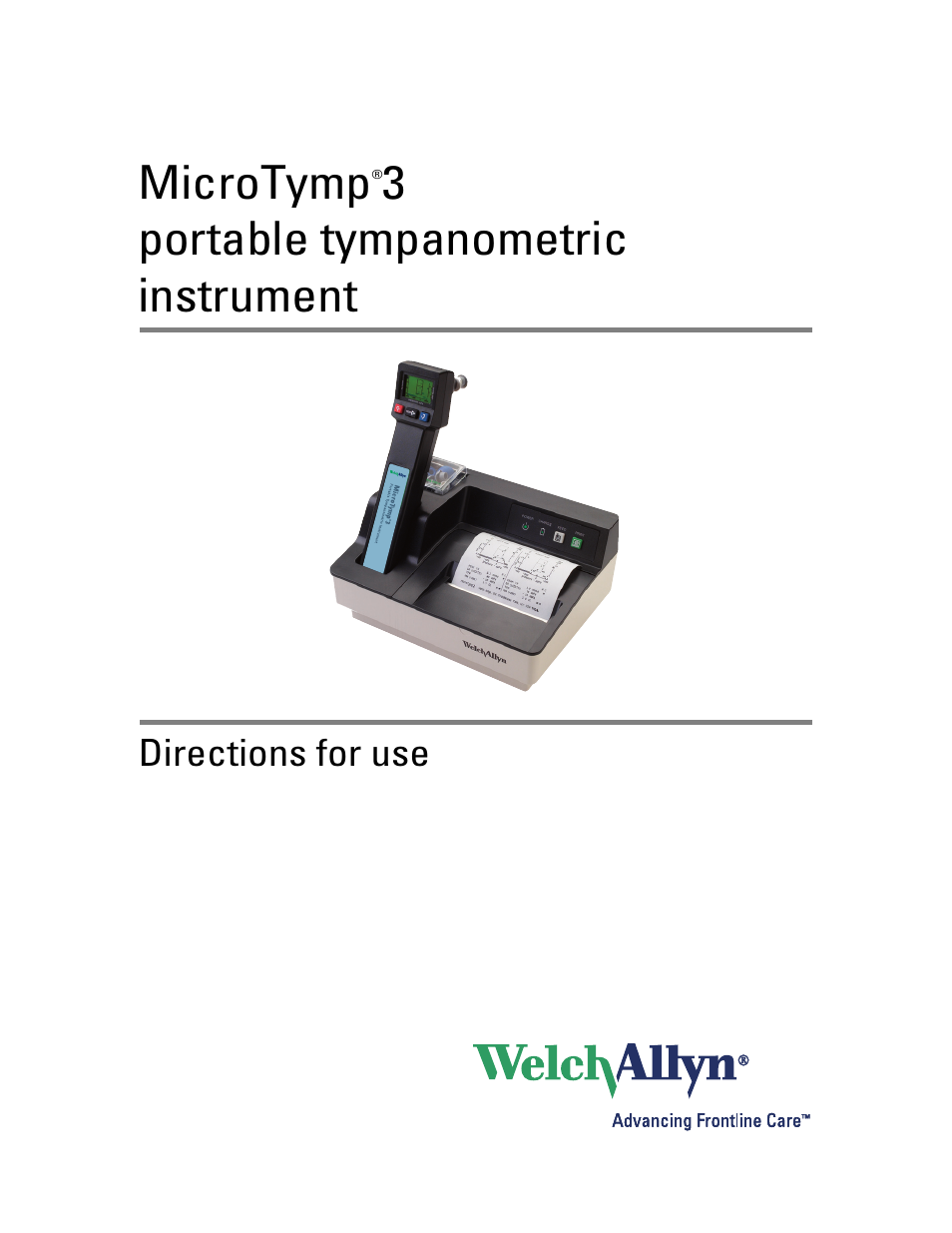 Welch Allyn MicroTymp 3 portable tympanometric instrument - User Manual User Manual | 76 pages