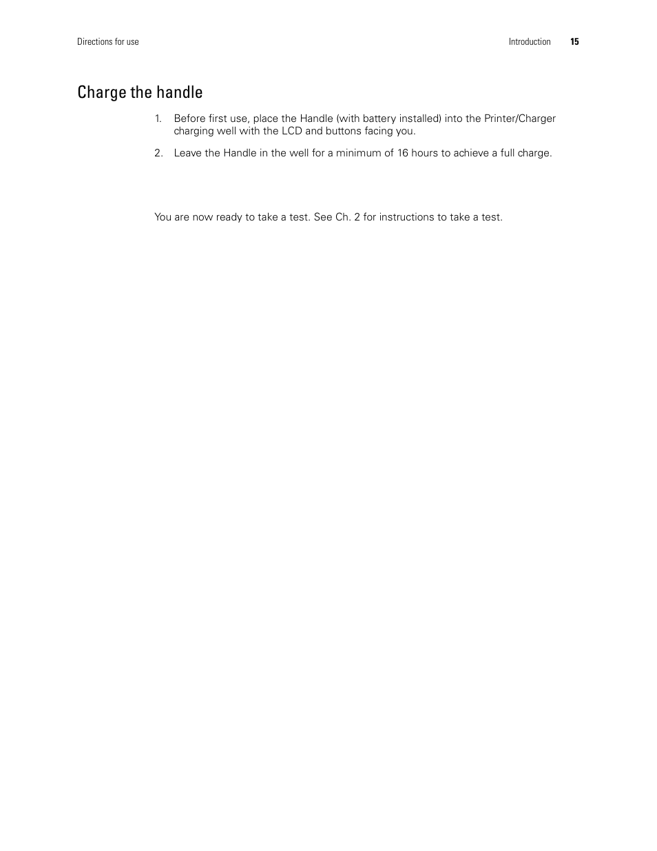 Charge the handle | Welch Allyn MicroTymp 3 portable tympanometric instrument - User Manual User Manual | Page 15 / 76