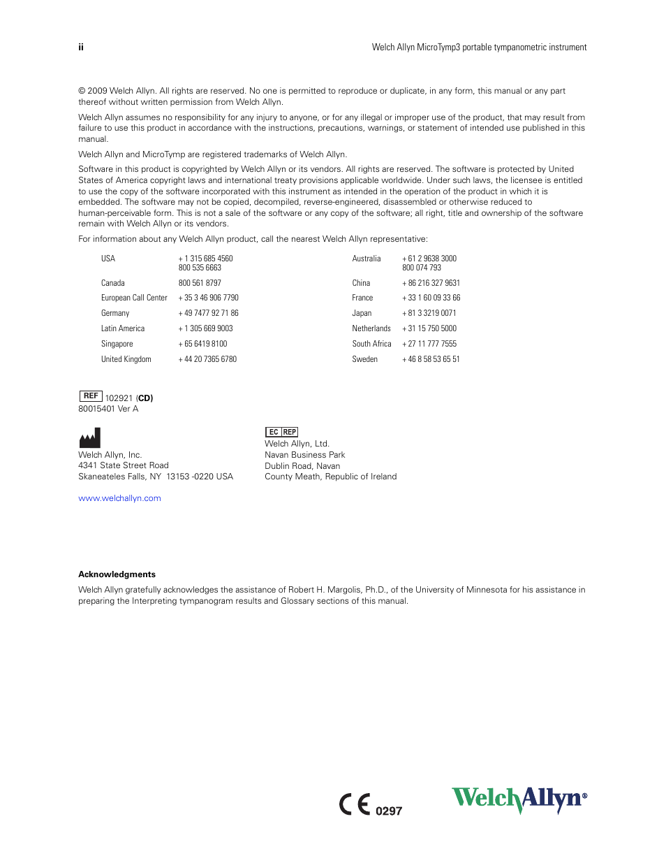 Welch Allyn MicroTymp 3 portable tympanometric instrument - User Manual User Manual | Page 2 / 76
