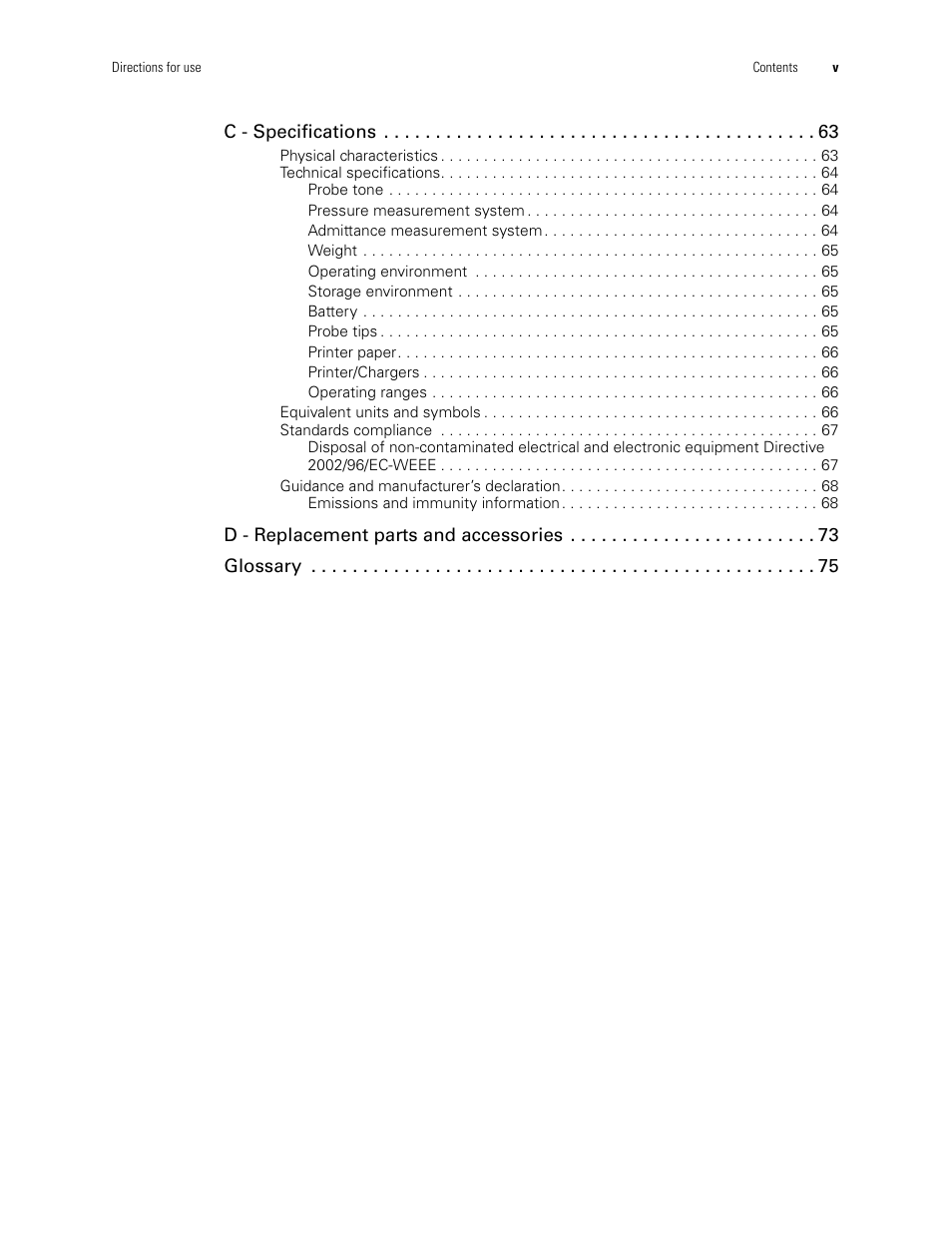 Welch Allyn MicroTymp 3 portable tympanometric instrument - User Manual User Manual | Page 5 / 76