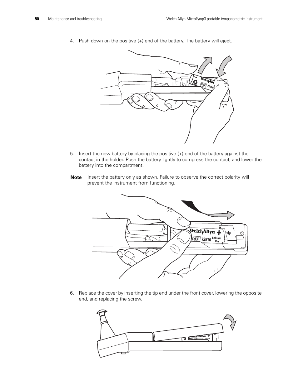 Welch Allyn MicroTymp 3 portable tympanometric instrument - User Manual User Manual | Page 50 / 76