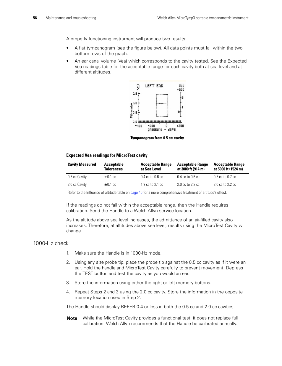 Welch Allyn MicroTymp 3 portable tympanometric instrument - User Manual User Manual | Page 56 / 76