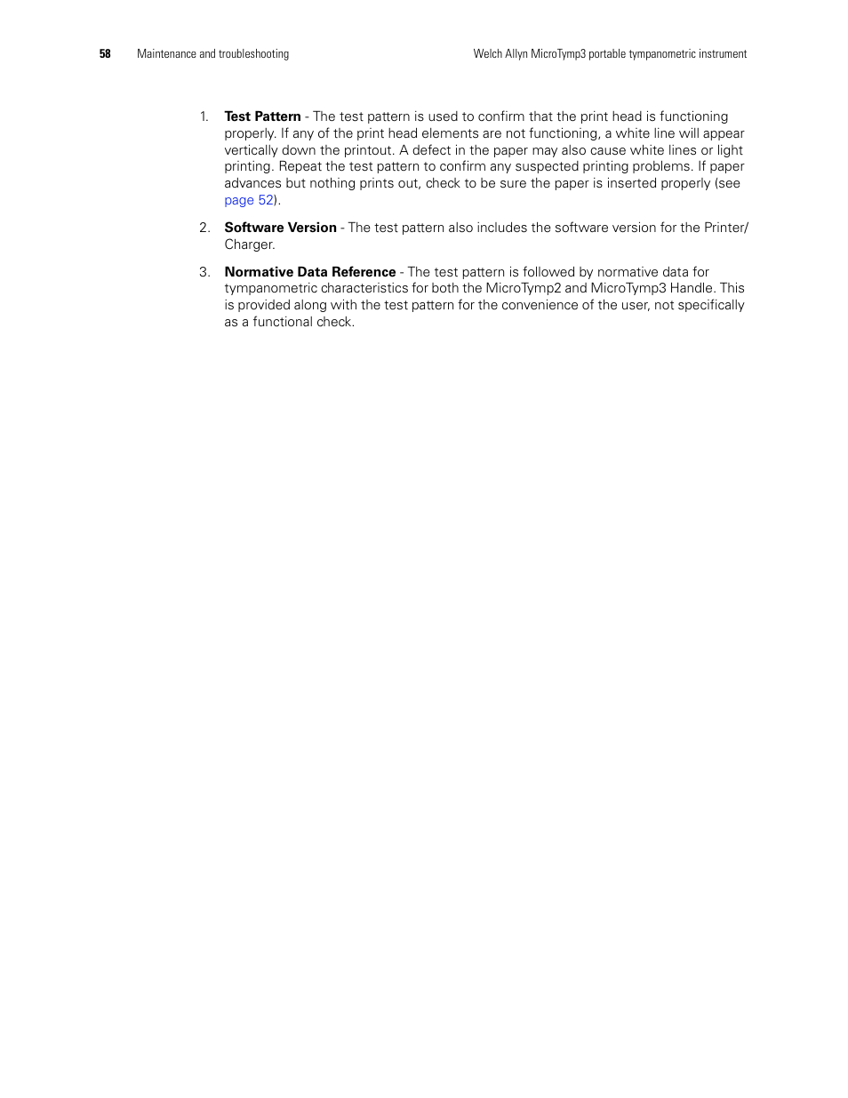 Welch Allyn MicroTymp 3 portable tympanometric instrument - User Manual User Manual | Page 58 / 76