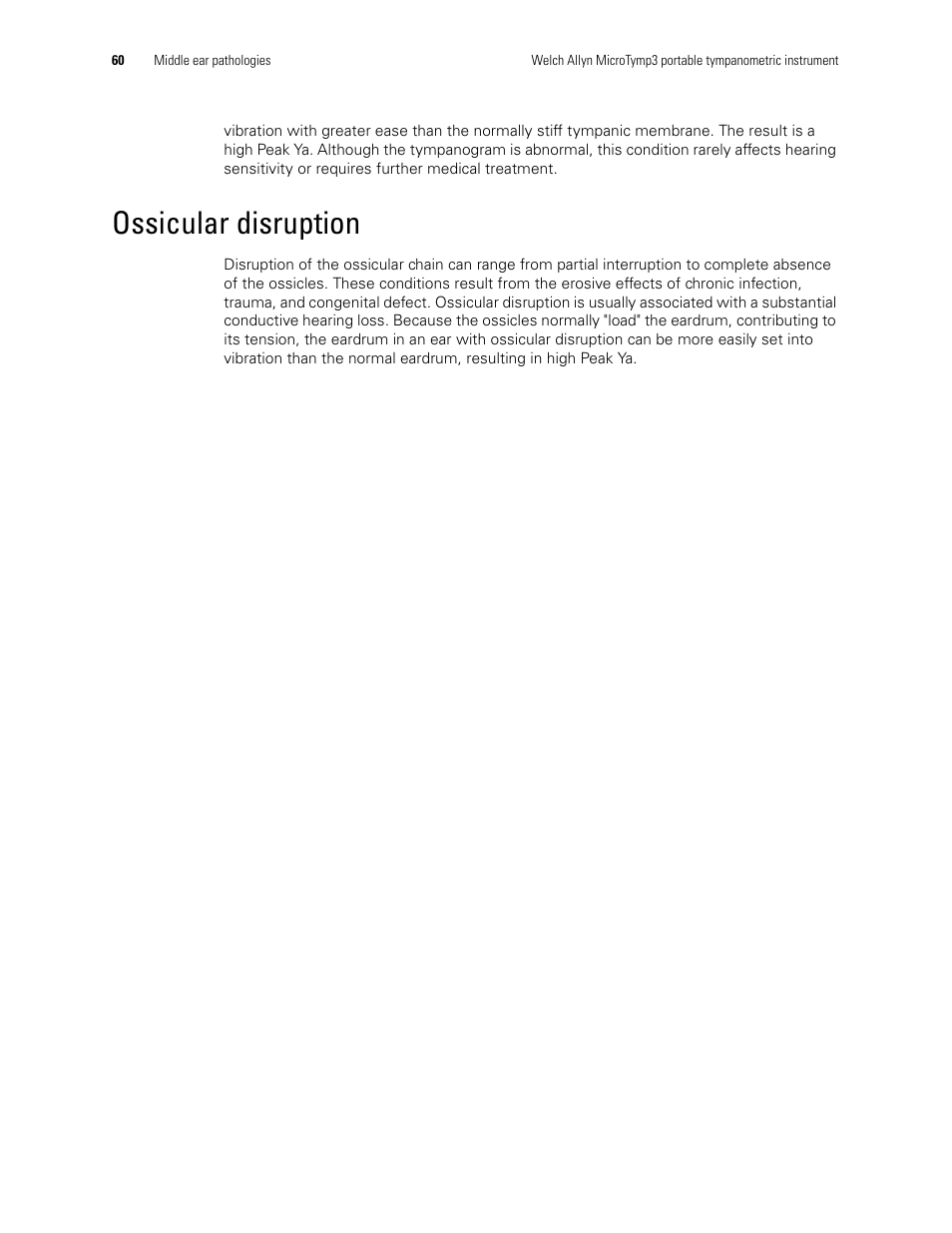 Ossicular disruption | Welch Allyn MicroTymp 3 portable tympanometric instrument - User Manual User Manual | Page 60 / 76