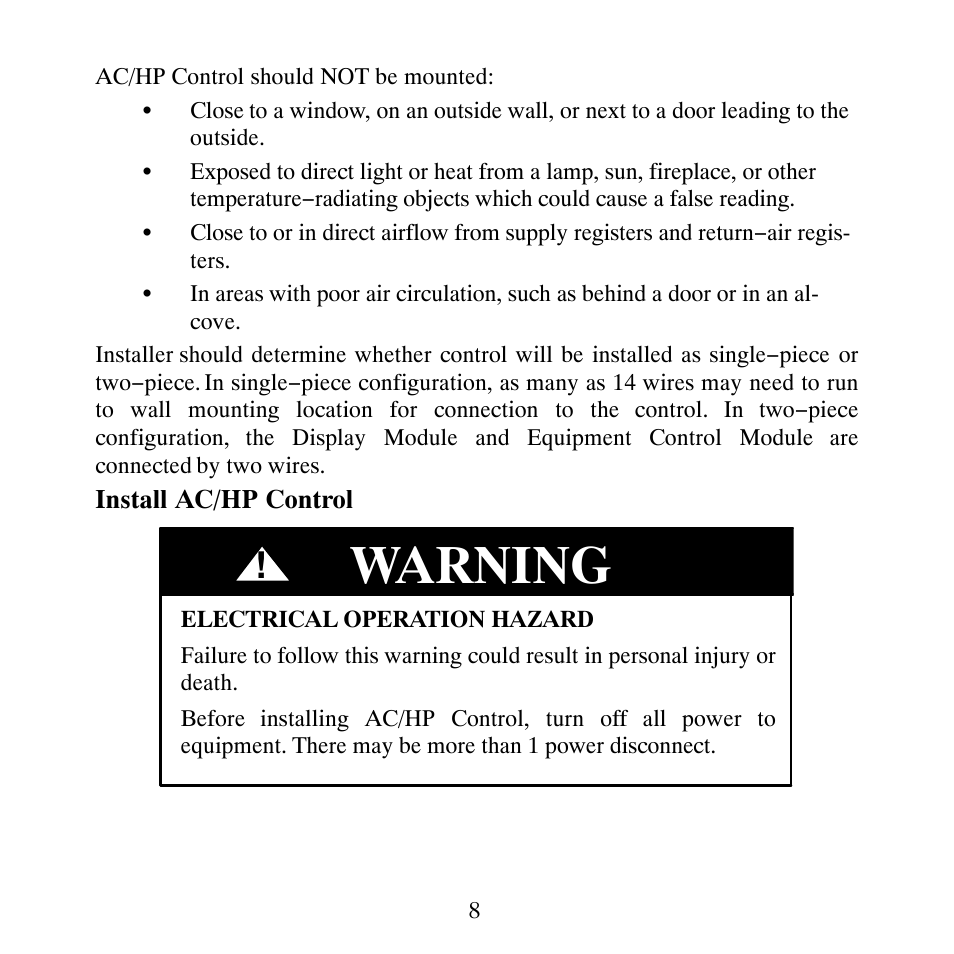 Warning | Bryant T6-NHP User Manual | Page 10 / 64