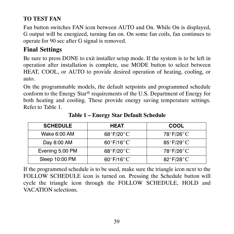 Final settings | Bryant T6-NHP User Manual | Page 41 / 64