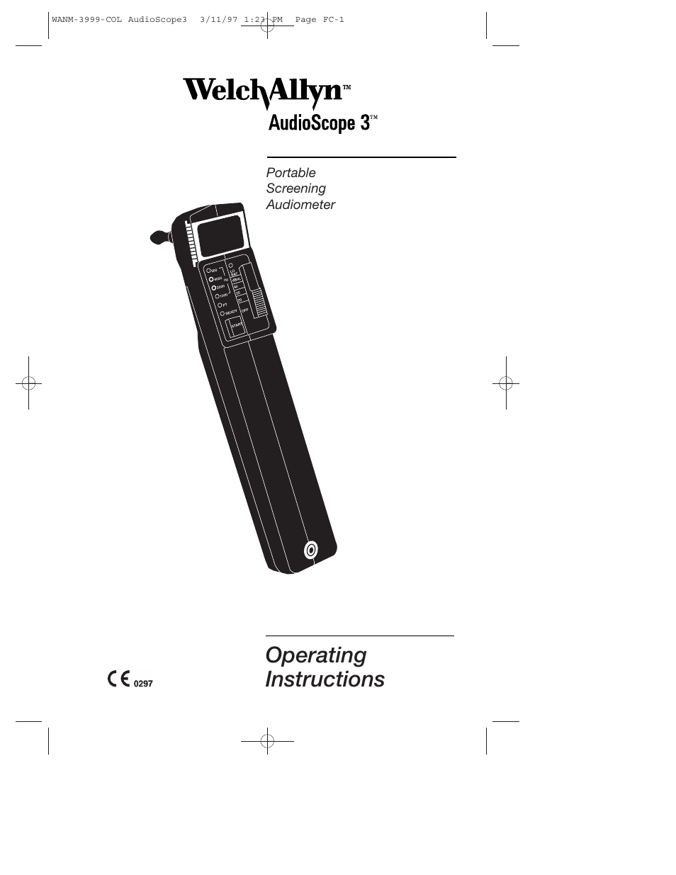 Welch Allyn Audioscope 3 Portable Screening Audiometer - User Manual User Manual | 32 pages