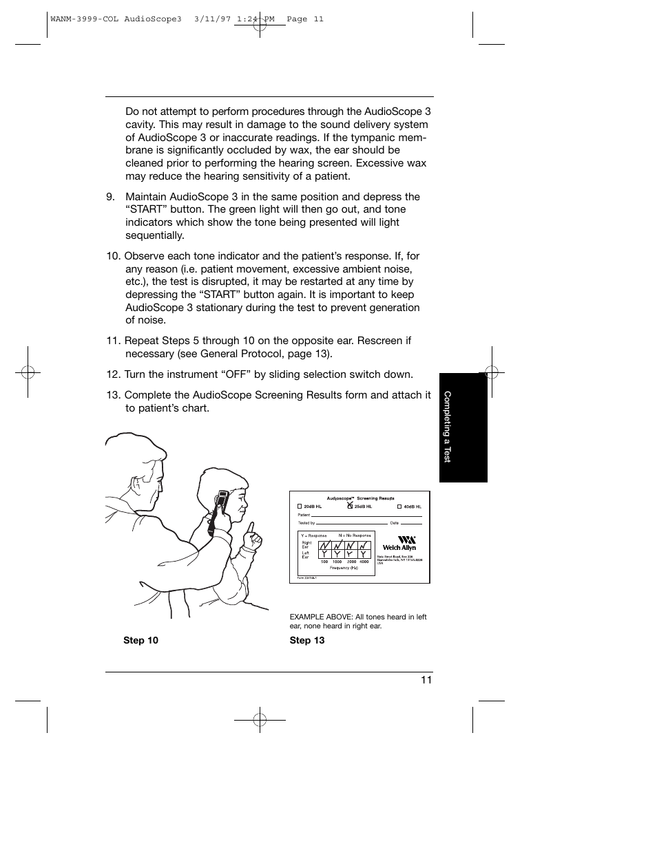 Welch Allyn Audioscope 3 Portable Screening Audiometer - User Manual User Manual | Page 13 / 32