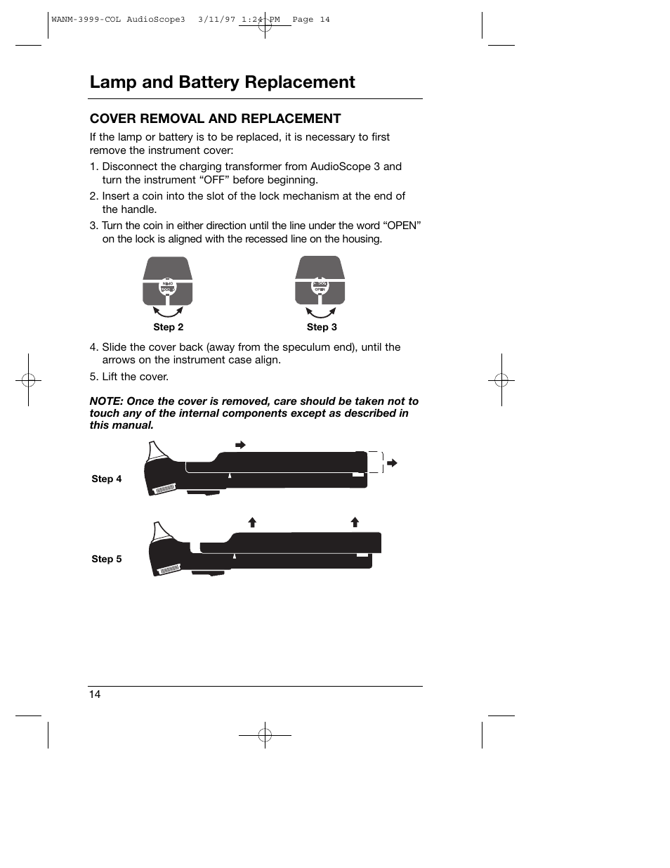 Lamp and battery replacement | Welch Allyn Audioscope 3 Portable Screening Audiometer - User Manual User Manual | Page 16 / 32