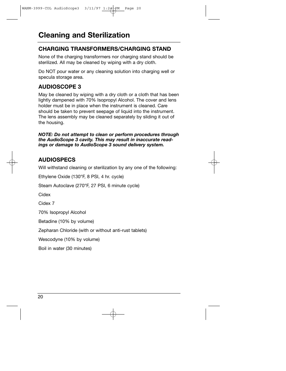 Cleaning and sterilization | Welch Allyn Audioscope 3 Portable Screening Audiometer - User Manual User Manual | Page 22 / 32