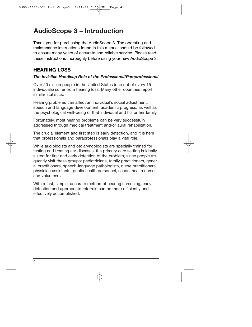 Audioscope 3 – introduction | Welch Allyn Audioscope 3 Portable Screening Audiometer - User Manual User Manual | Page 6 / 32