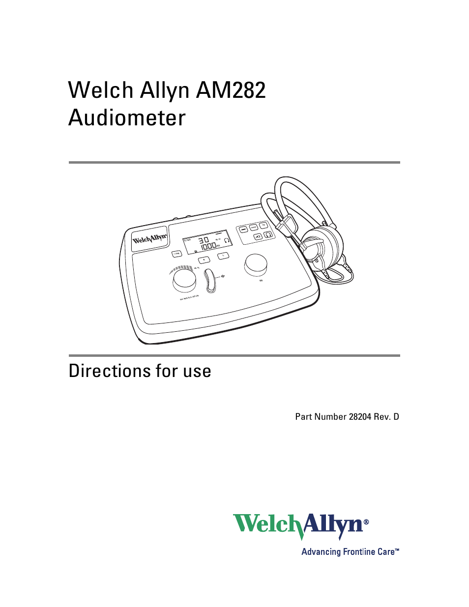 Welch Allyn AM282 Audiometer - User Manual User Manual | 32 pages