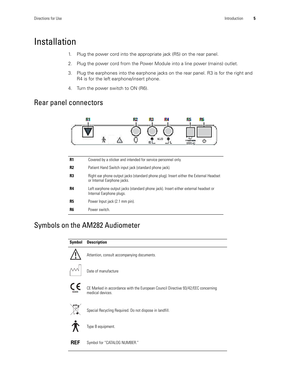 Installation | Welch Allyn AM282 Audiometer - User Manual User Manual | Page 9 / 32