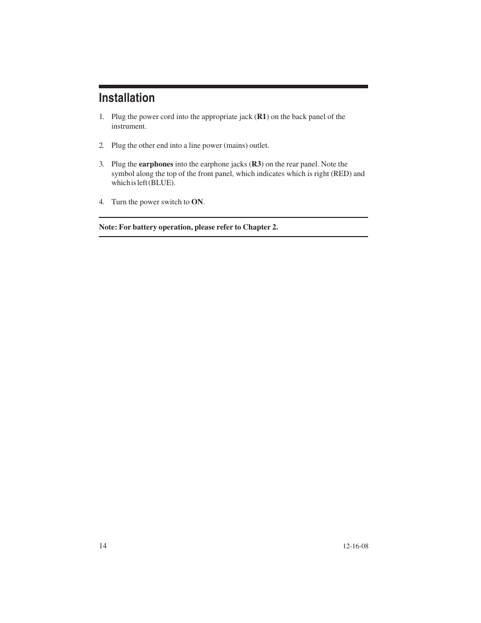 Installation | Welch Allyn AM 232 Manual Audiometer - User Manual User Manual | Page 14 / 38