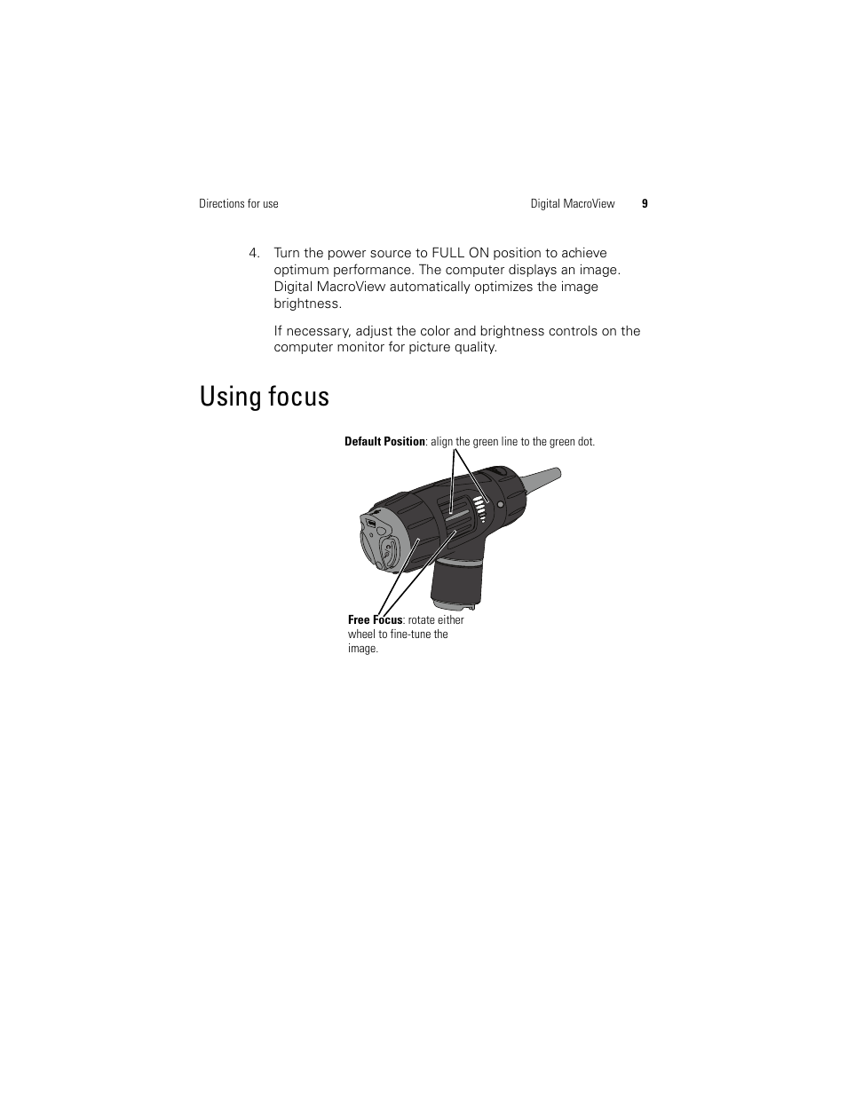 Using focus | Welch Allyn Digital MacroView Otoscope - User Manual User Manual | Page 15 / 32