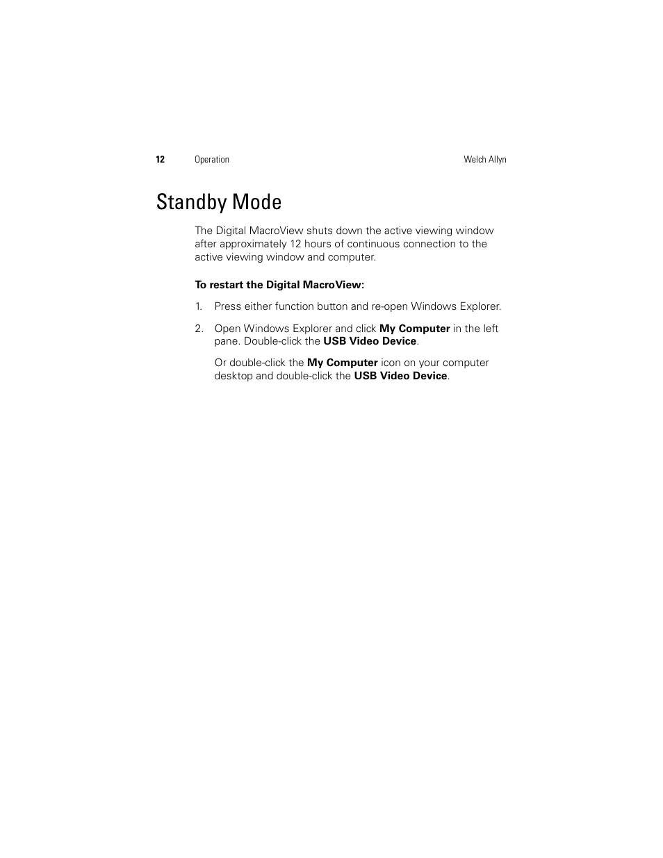Standby mode | Welch Allyn Digital MacroView Otoscope - User Manual User Manual | Page 18 / 32