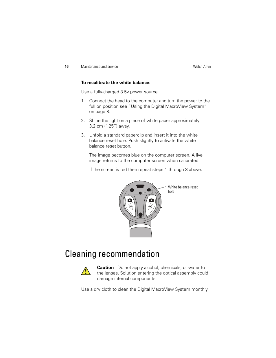 Cleaning recommendation | Welch Allyn Digital MacroView Otoscope - User Manual User Manual | Page 22 / 32