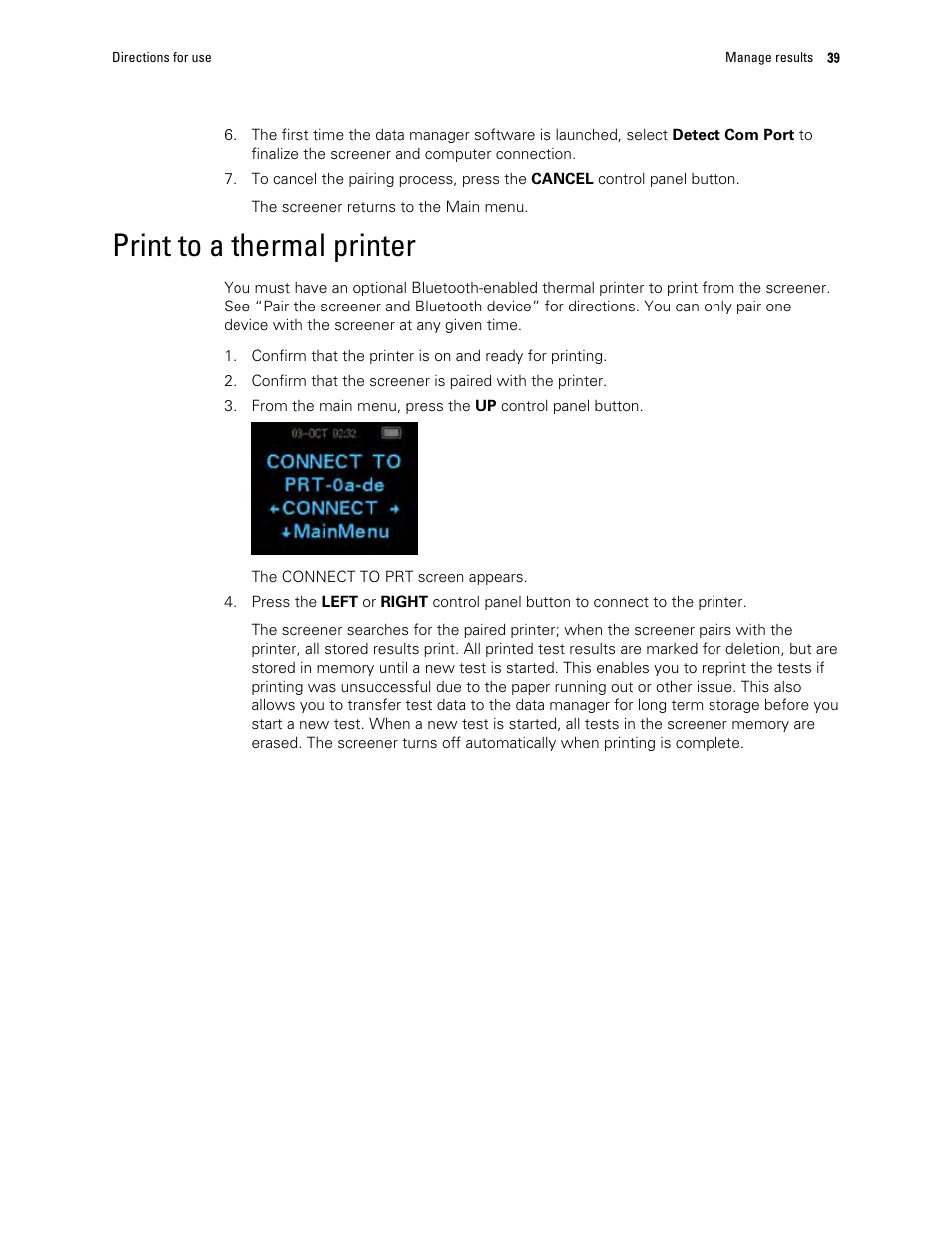 Print to a thermal printer | Welch Allyn OAE Hearing Screener - User Manual User Manual | Page 43 / 62