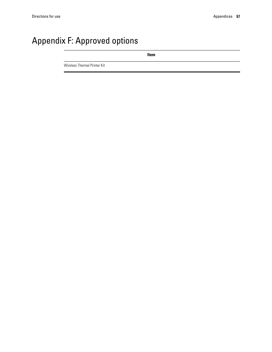 Appendix f: approved options | Welch Allyn OAE Hearing Screener - User Manual User Manual | Page 61 / 62