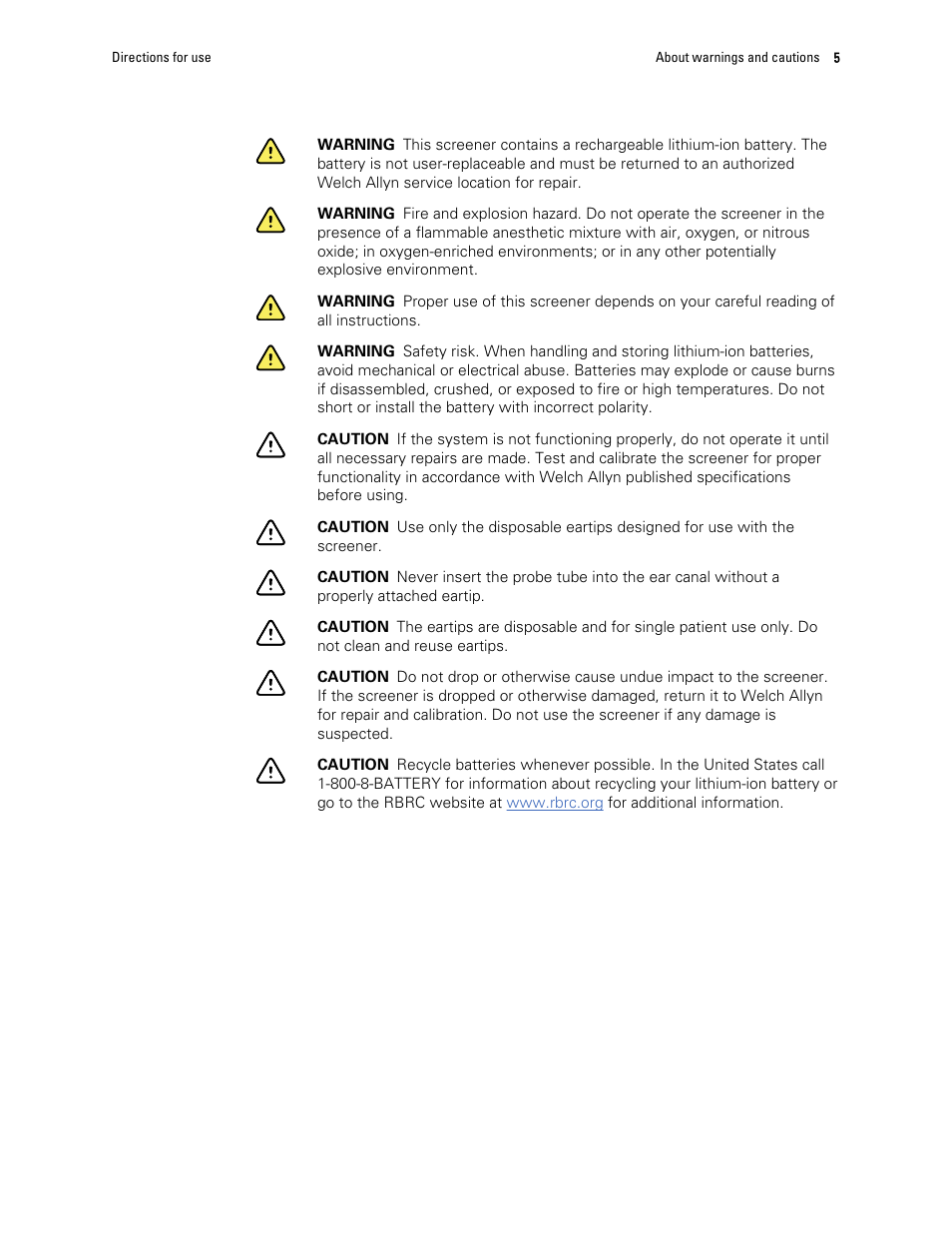 Welch Allyn OAE Hearing Screener - User Manual User Manual | Page 9 / 62
