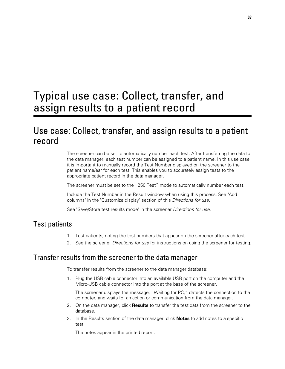 Test patients | Welch Allyn OAE Data Manager - User Manual User Manual | Page 37 / 39