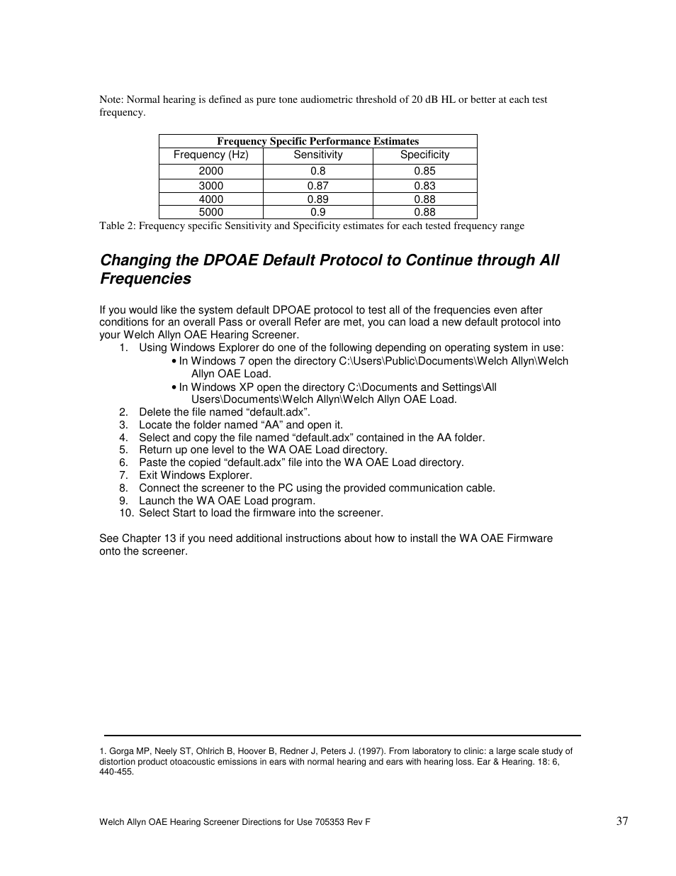Welch Allyn OAE Hearing Screener - User Manual User Manual | Page 38 / 56