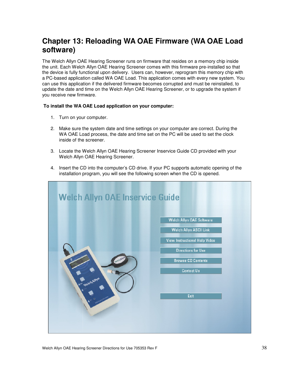Welch Allyn OAE Hearing Screener - User Manual User Manual | Page 39 / 56