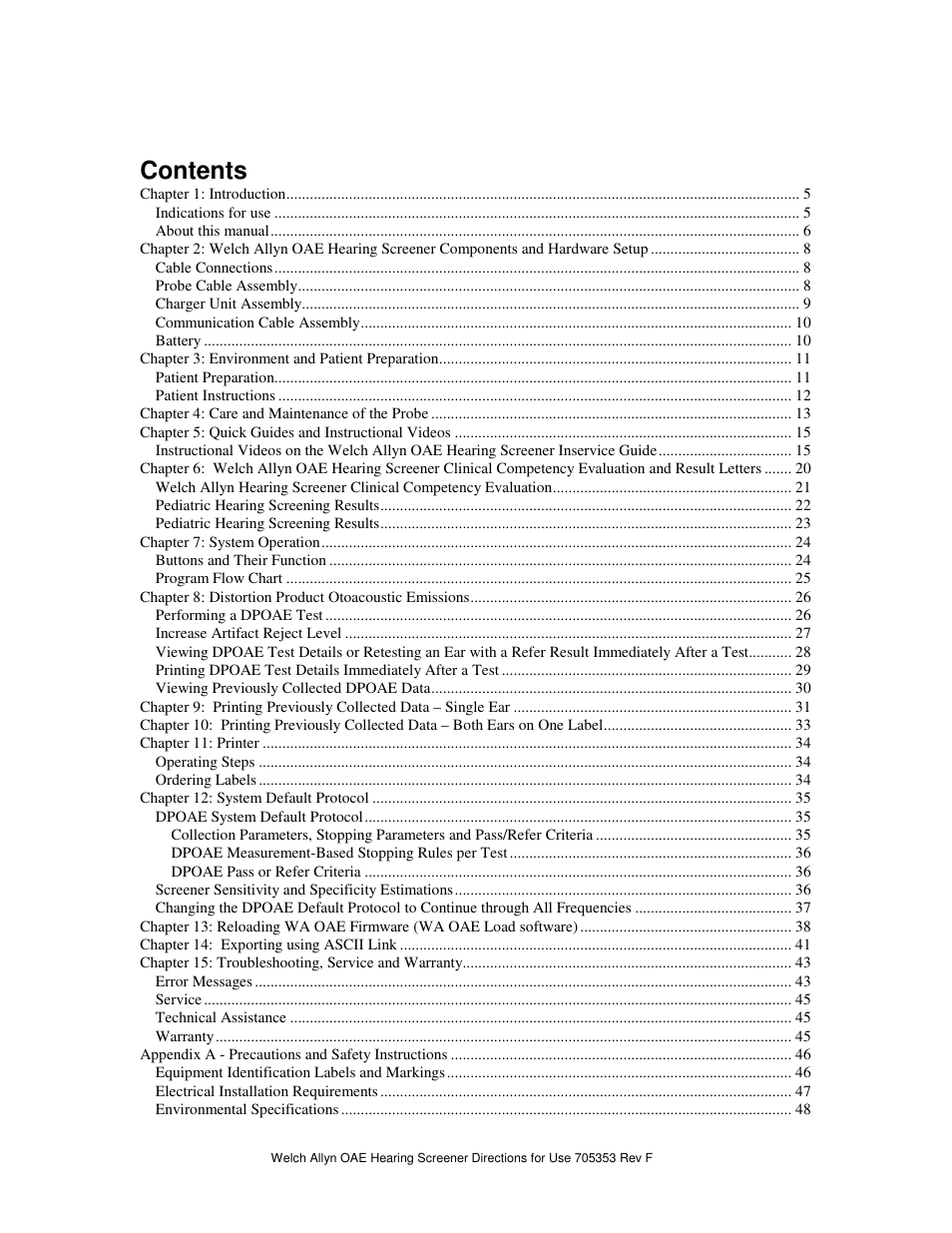 Welch Allyn OAE Hearing Screener - User Manual User Manual | Page 4 / 56