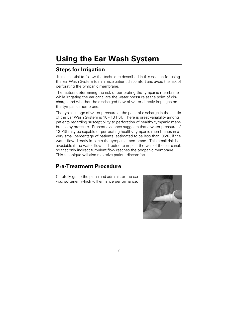 Using the ear wash system, Steps for irrigation | Welch Allyn Ear Wash System 29350 - User Manual User Manual | Page 11 / 28