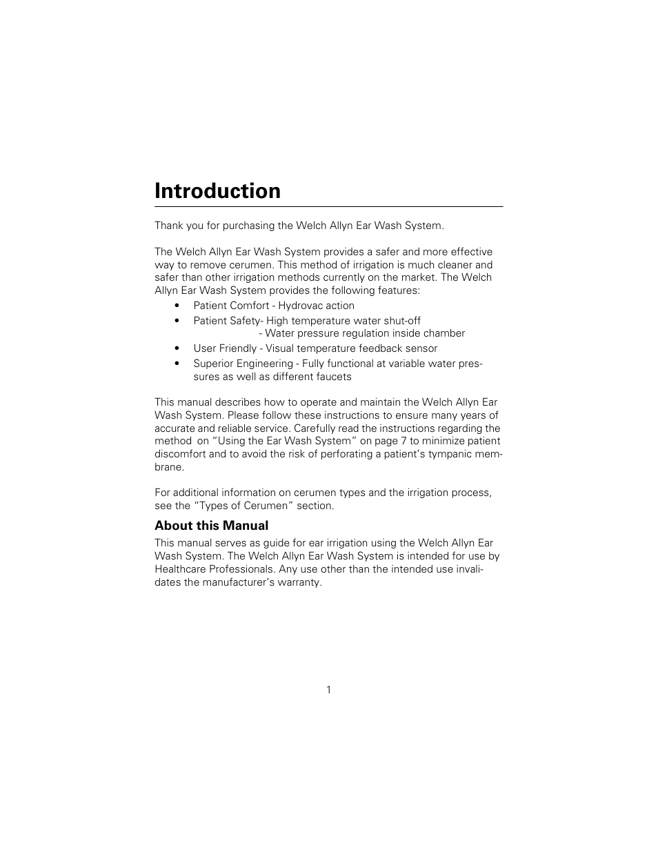 Introduction | Welch Allyn Ear Wash System 29350 - User Manual User Manual | Page 5 / 28