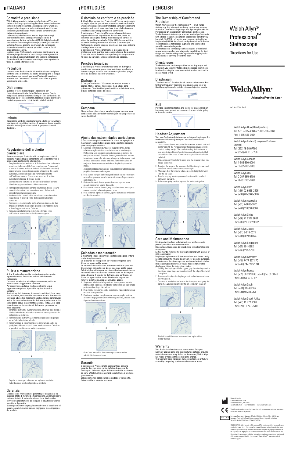 Welch Allyn Professional Stethoscope - User Manual User Manual | 2 pages