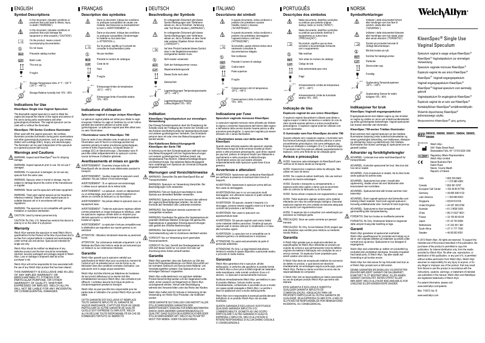 Welch Allyn KleenSpec Single Use Vaginal Speculum - User Manual User Manual | 2 pages
