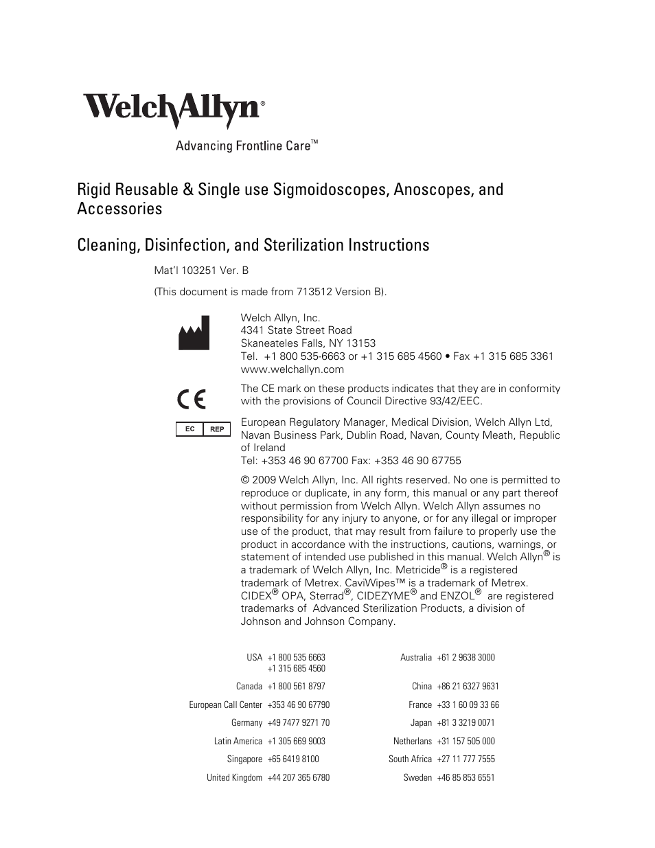 Welch Allyn Rigid Reusable & Single use Sigmoidoscopes, Anoscopes, Accessories - Cleaning, Disinfection, and Sterilization - User Manual User Manual | 12 pages