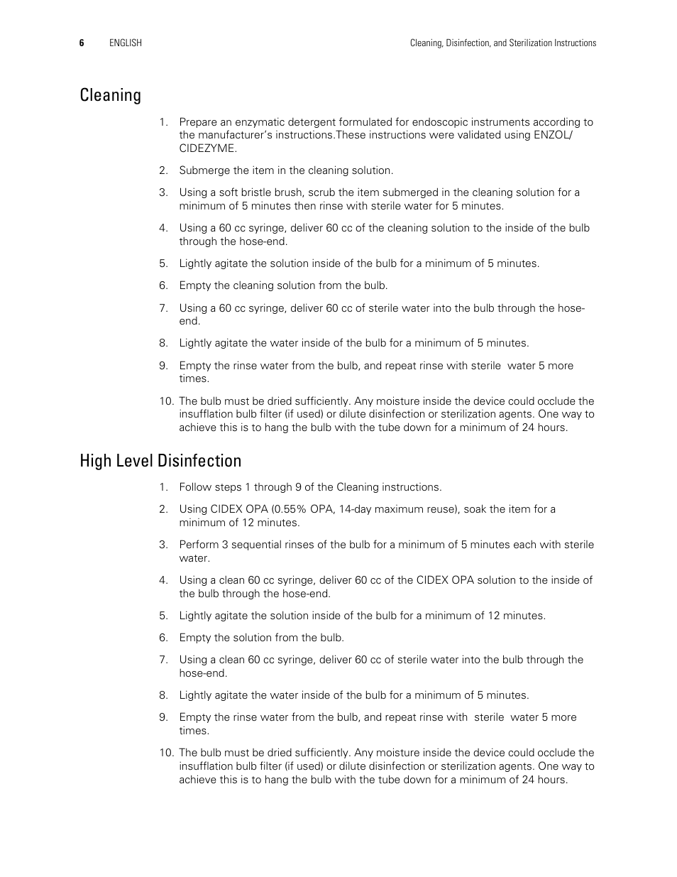 Cleaning, High level disinfection | Welch Allyn Rigid Reusable & Single use Sigmoidoscopes, Anoscopes, Accessories - Cleaning, Disinfection, and Sterilization - User Manual User Manual | Page 8 / 12