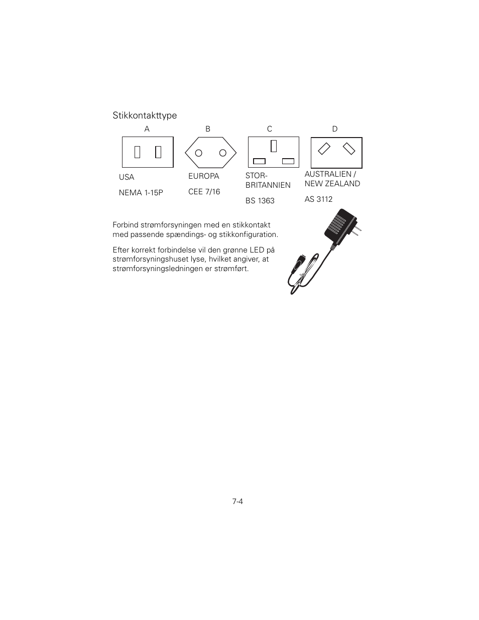 Stikkontakttype | Welch Allyn 6V Power Supply, Rectal Light Handle - User Manual User Manual | Page 153 / 240