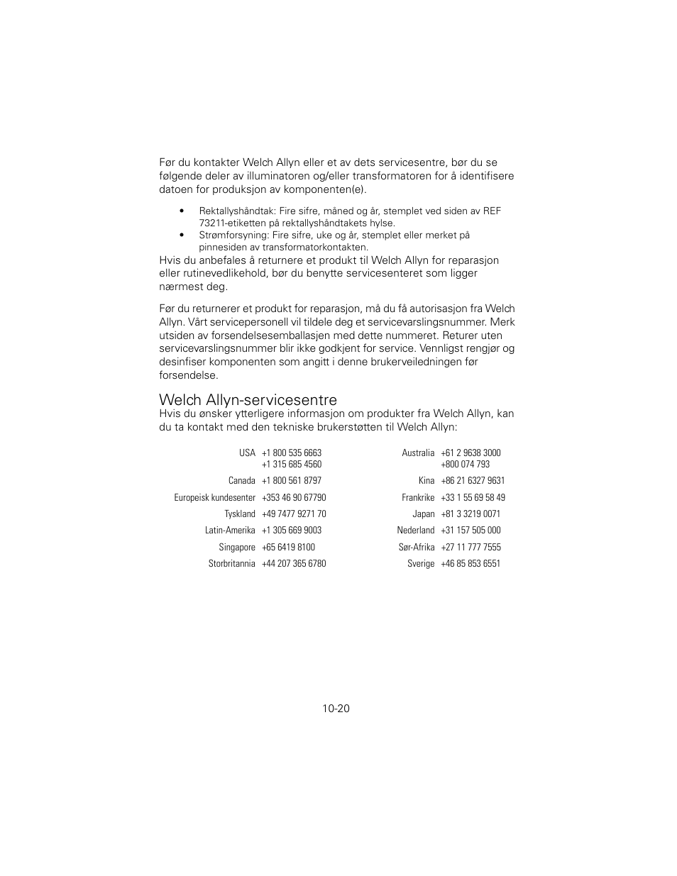 Welch allyn-servicesentre | Welch Allyn 6V Power Supply, Rectal Light Handle - User Manual User Manual | Page 238 / 240