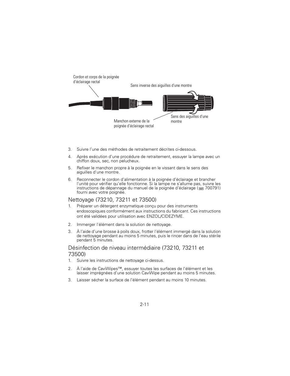 Nettoyage (73210, 73211 et 73500) | Welch Allyn 6V Power Supply, Rectal Light Handle - User Manual User Manual | Page 37 / 240