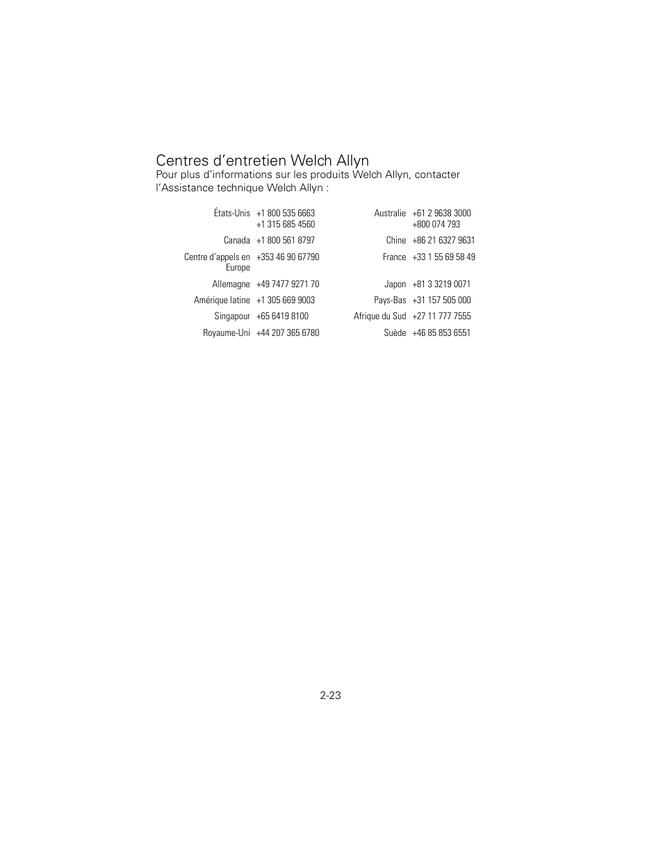 Centres d’entretien welch allyn | Welch Allyn 6V Power Supply, Rectal Light Handle - User Manual User Manual | Page 49 / 240