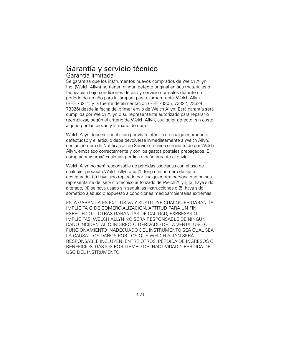 Garantía y servicio técnico, Garantía limitada | Welch Allyn 6V Power Supply, Rectal Light Handle - User Manual User Manual | Page 72 / 240