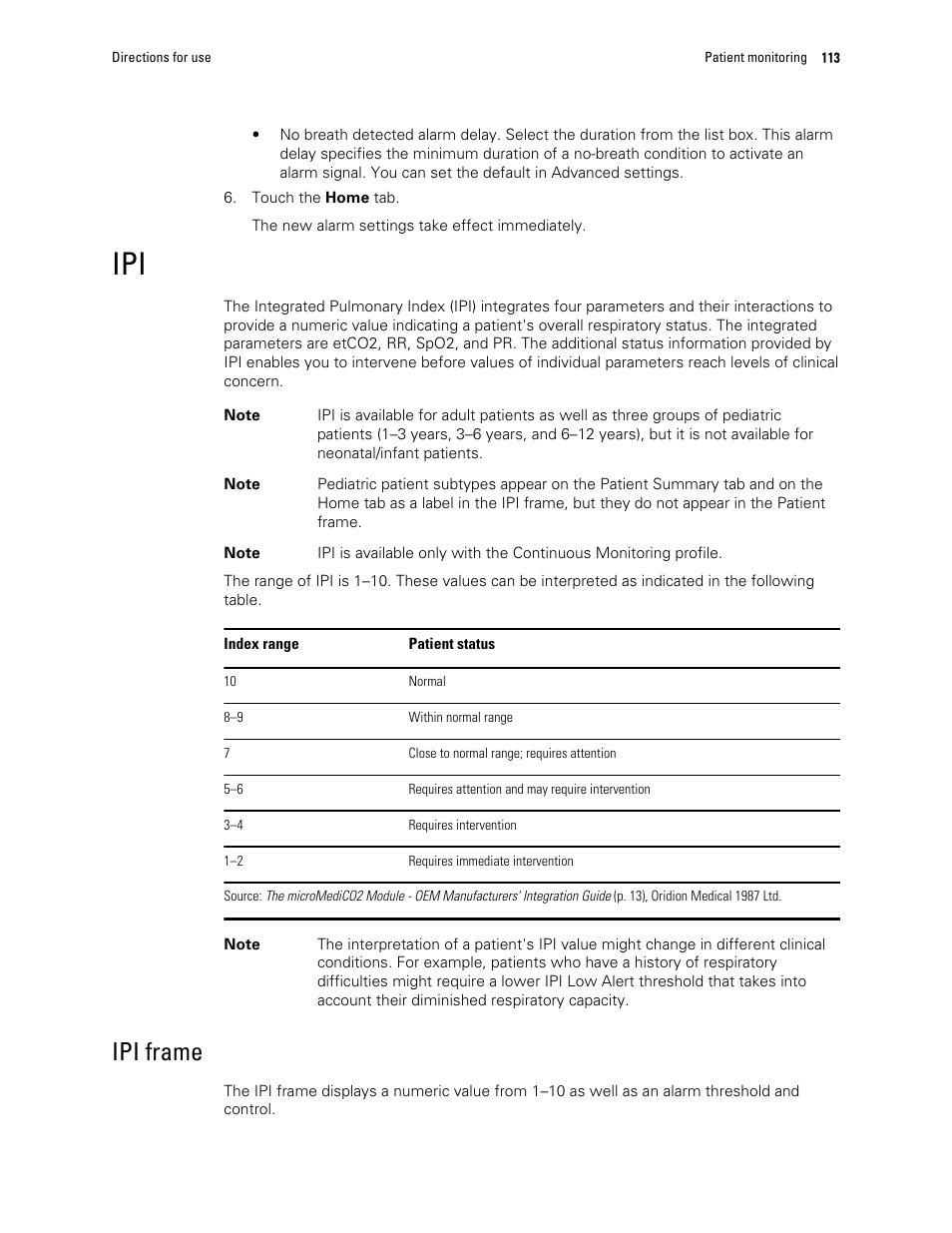 Ipi frame | Welch Allyn 6000 Series Connex Vital Signs Monitor - User Manual User Manual | Page 119 / 245