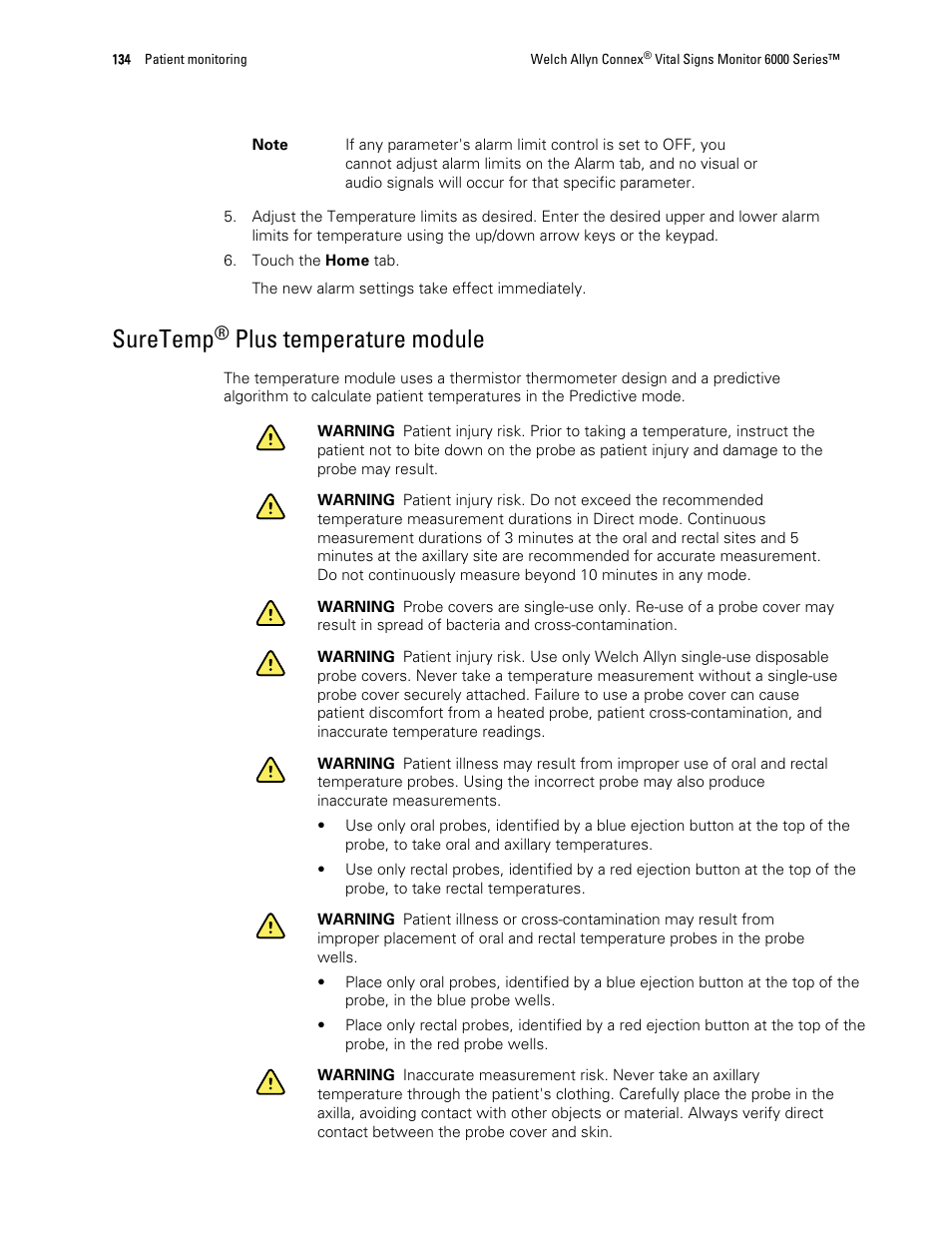 Suretemp® plus temperature module, Suretemp, Plus temperature module | Welch Allyn 6000 Series Connex Vital Signs Monitor - User Manual User Manual | Page 140 / 245