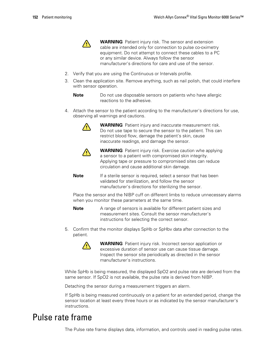 Pulse rate frame | Welch Allyn 6000 Series Connex Vital Signs Monitor - User Manual User Manual | Page 158 / 245